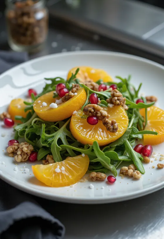 Vegan sinaasappelsalade met walnoten