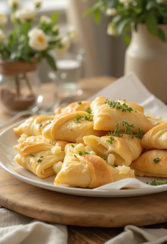 Goudbruine börek gevuld met kwark en knoflook