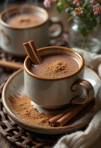 Warme chocolademelk met kaneel