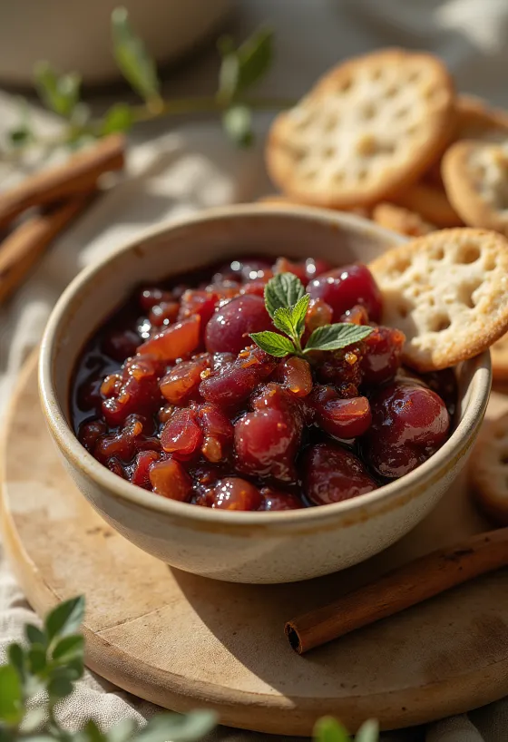 Pruimenchutney met kaneel in een pot