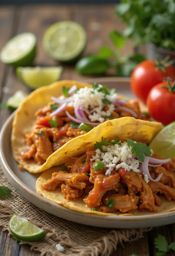 Tacos de tinga met gerookte kip