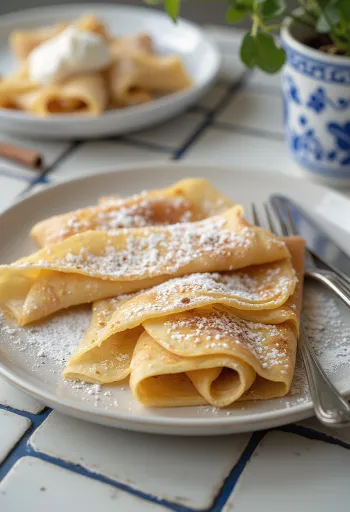 Pannenkoeken met kaneel op een bord