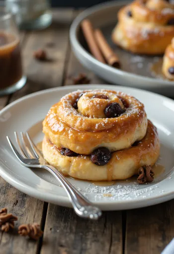 Kanelbulle met rozijnen, vers gebakken kaneelbroodjes