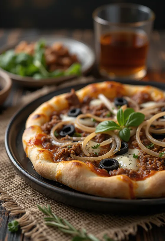 Pizza Libyenne geserveerd