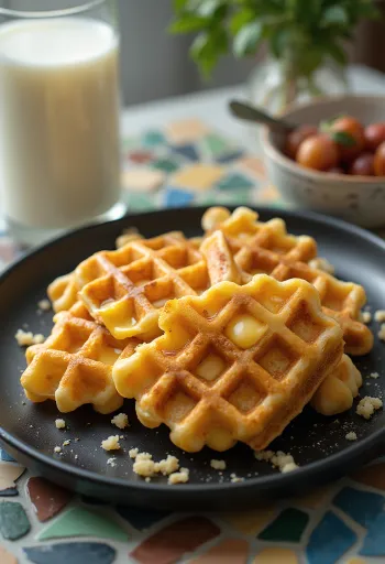 Vers gebakken kaaswafel met krokante goudbruine buitenkant