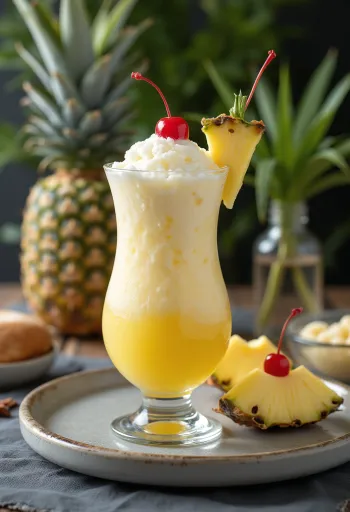 Piña Colada versierd met verse ananas en cocktailkers