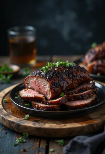 Gerookte BBQ-wildzwijnbout geserveerd