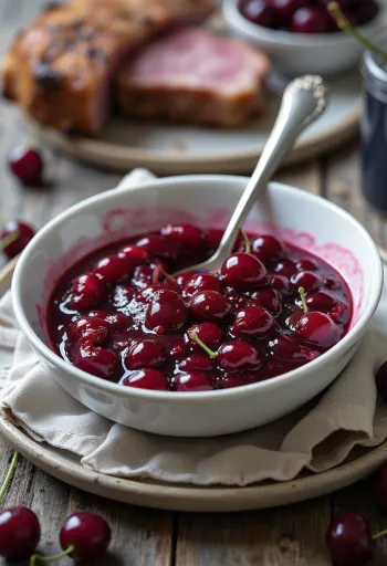 Verse kersencompote met hele kersen, op smaak gebracht met kaneel en kruidnagel