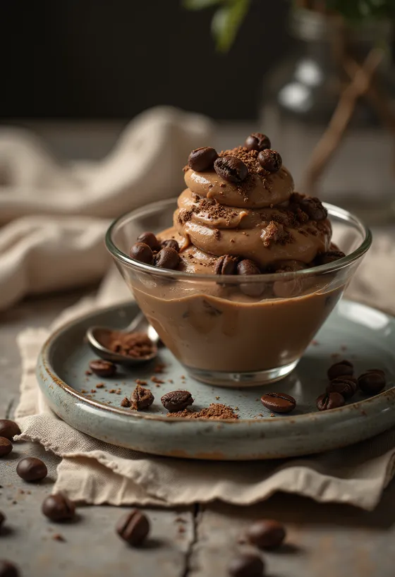 Mokka-parfait geserveerd