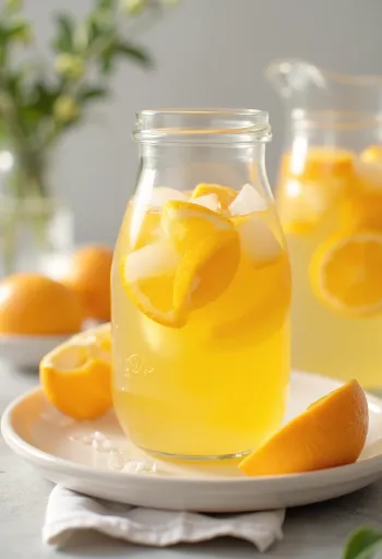 Sinaasappellimonade geserveerd in een glas