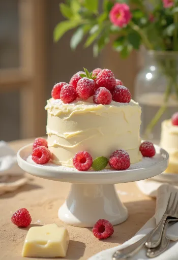 Witte chocoladetaart op een bord