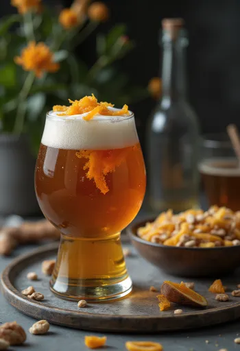 Sinaasappelbier geserveerd in een fles