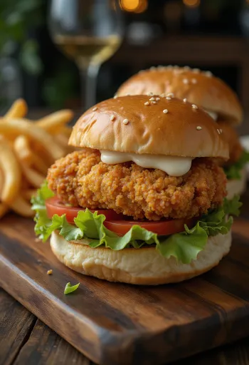 Krokante Kip Burger geserveerd