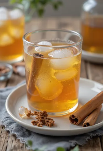 Appelcider met munt en kaneel in een glas