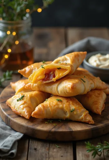 Samosa's met cheddar en bacon geserveerd