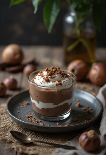 Chocolademousse met kastanje in een glas