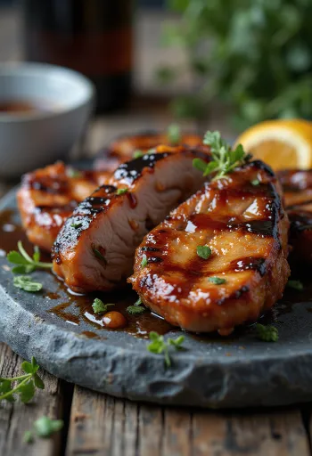 BBQ varkensvlees in bruin bier gemarineerd geserveerd