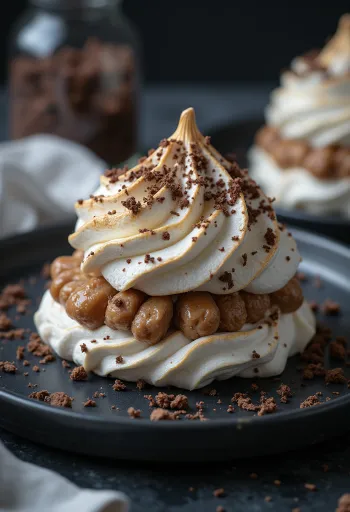 Kastanje meringue geserveerd