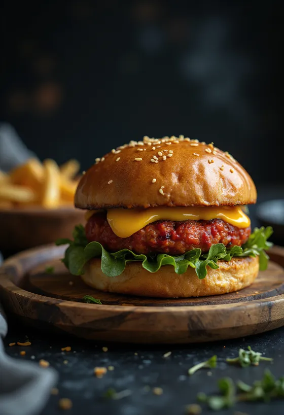 Merguez hamburger met kaas en groenten