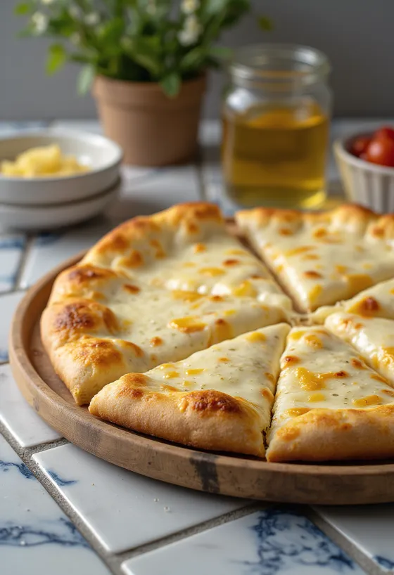 Pizza alla Crema met romige kaas en basilicum
