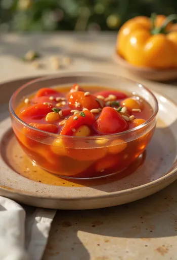Gekruide ingelegde pimento paprika geserveerd in een pot