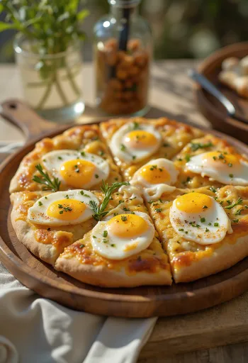 Pizza Sabich geserveerd