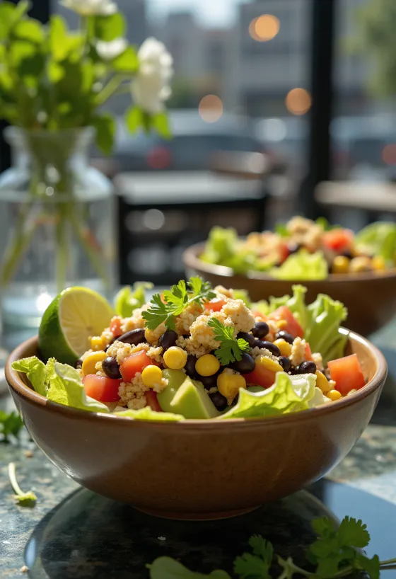 Vegan tacosalade met tortillachips en groenten