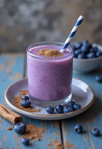 Blauwe bessen-kaneel smoothie in een glas