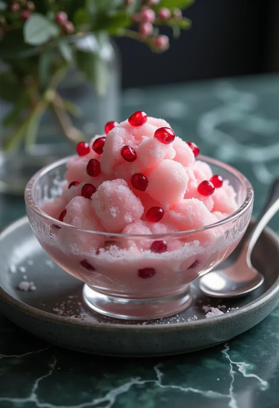Granaatappelparfait geserveerd