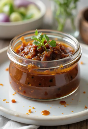 Donkere jerksaus in een kom