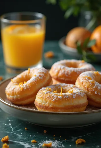 Sinaasappeldonuts geserveerd op een bord