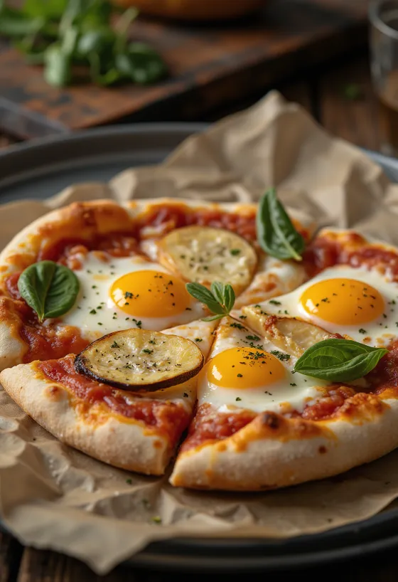 Pizza alla Melanzana met aubergine en mozzarella