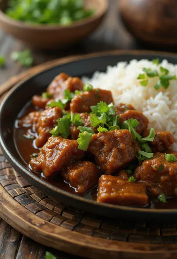 Rundvlees Rendang geserveerd