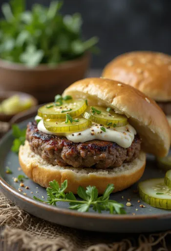 Zweedse gehaktburger geserveerd met augurken