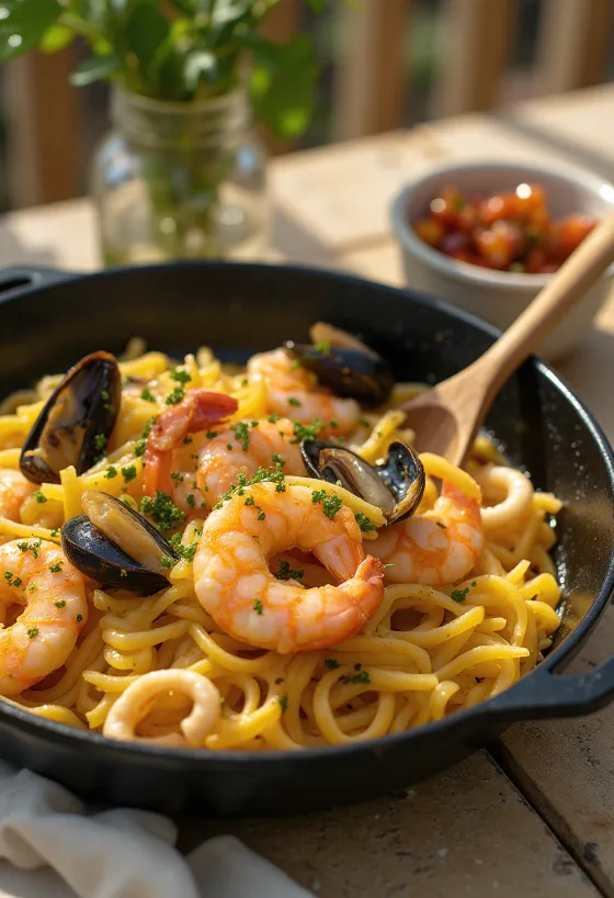 Fideuà de Marisc met zeevruchten en pasta
