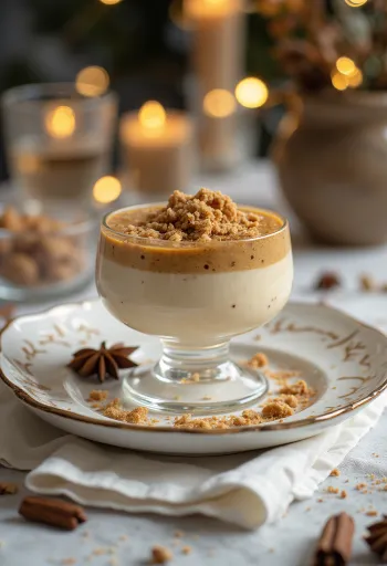 Panna cotta met speculaaskruiden geserveerd