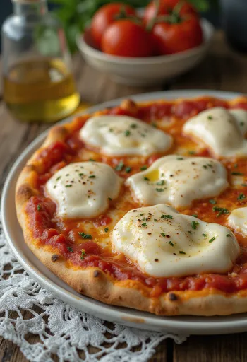 Pizza alla Mozzarella di Bufala met buffelmozzarella en basilicum