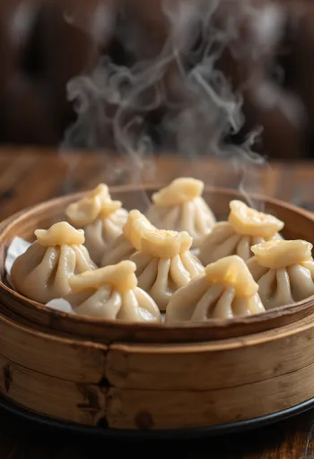 Dim sum met varkensvlees geserveerd