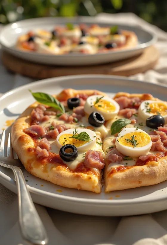 Pizza Tunisienne geserveerd