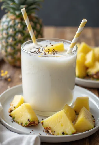 Probiotische ananaskefir in glazen, geserveerd met verse stukjes ananas