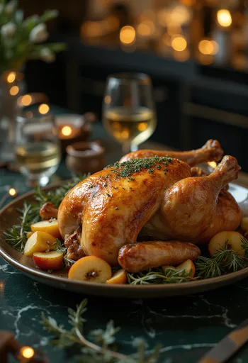 Gebraden gans met salievulling en geroosterde groenten