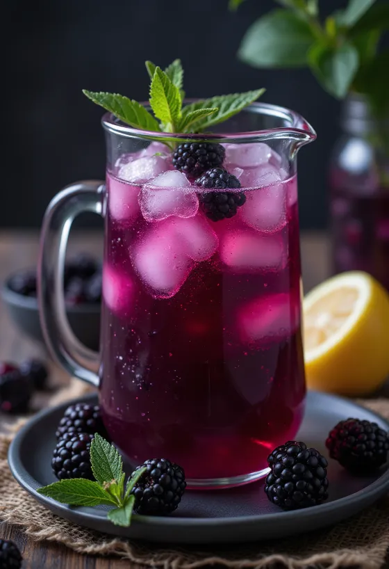 Bramenlimonade geserveerd in een glas