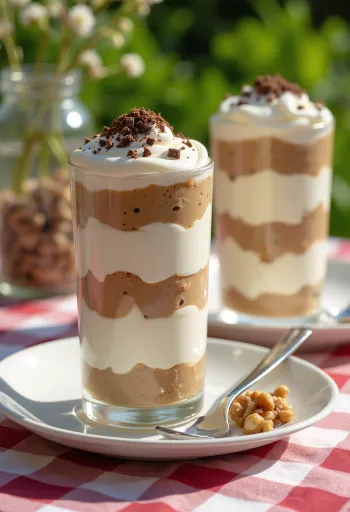 Kastanjeroom dessert geserveerd