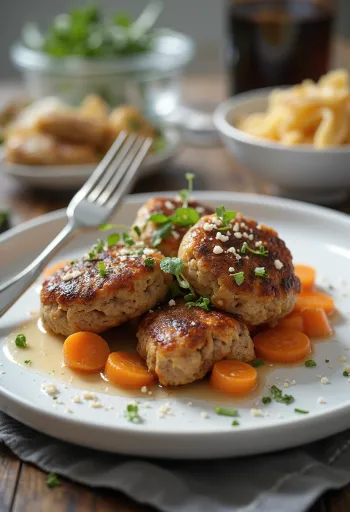 Kjøttkaker met wortelen, gehaktballen in jus