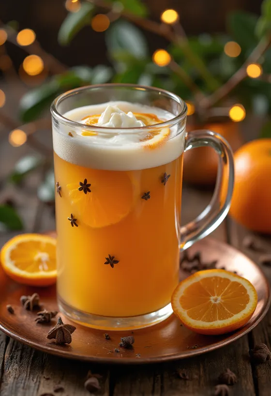 Cider met kruidnagel en sinaasappel geserveerd in een glas