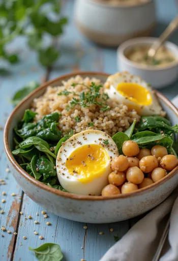 Buddha bowl met kruidige geroosterde aubergine