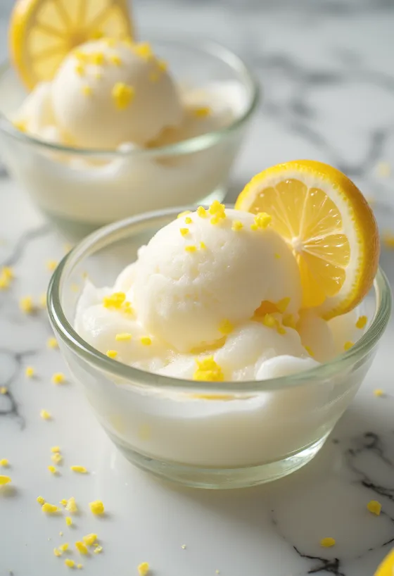 Huisgemaakte citroensorbet met munt, verfrissend dessert