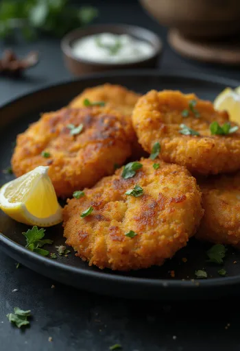 Gepaneerde buffelschnitzel geserveerd