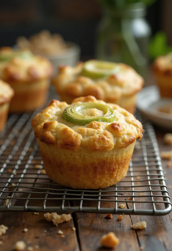 Huisgemaakte gebakken preimuffins geserveerd op een licht bord, goudbruin gebakken