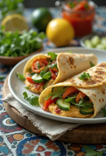 Wrap met hummus, komkommer en verse groenten
